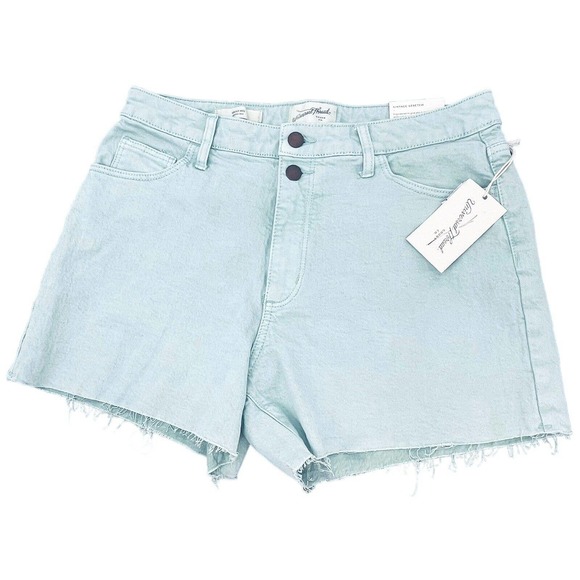 Universal Thread NEW High-Rise Vintage Midi Jean Shorts Mindful Mint Green Sz 10 - Picture 2 of 9